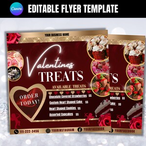 Valentines Treats Flyer, Valentines Desserts Flyer, Bakery Flyer, Cake Flyer, Sweet Treats Flyer, Social Media Flyer Template