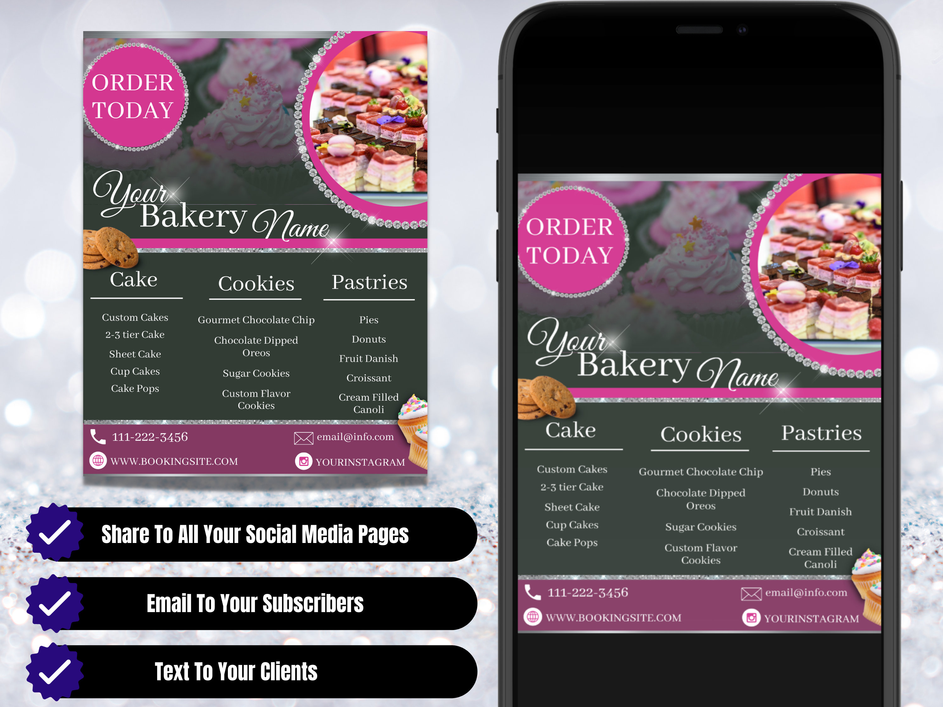 Editable Bakery Flyer Template, DIY Cake Shop Menu (digital Download ...