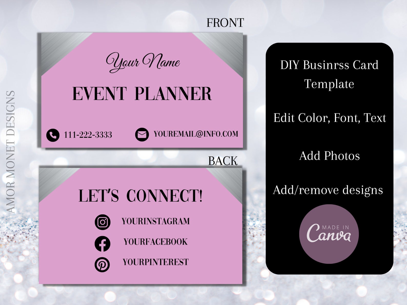 Event Planner Business Card Template, Event Planner Card, Event Planner ...