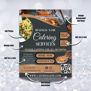 Custom Code Catering Catering Flyer Template: Editable Food Service Advertisement (canva) - Etsy