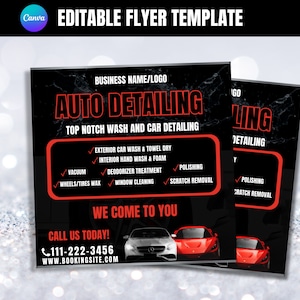 Car Detailing Flyer Template: Auto Wash Services (Canva Editable)