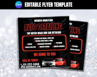 Car Detailing Flyer Template: Auto Wash Services (Canva Editable)