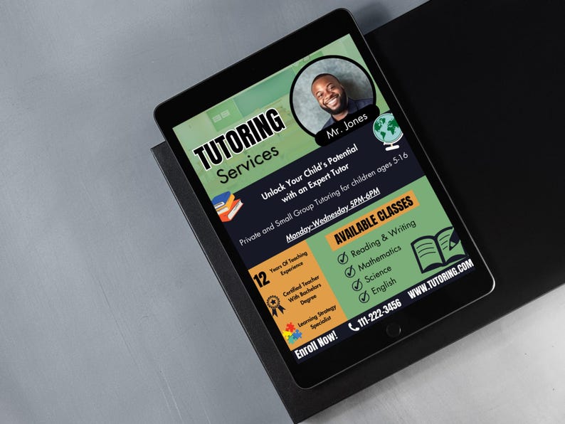 Excellent Tutor Display Editable Tutor Flyer Template, Tutoring Services, Canva (digital ...