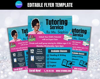 Editable Tutoring Flyer Template: Canva Advertisement (Digital Download)