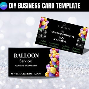 Balloon Artist Business Card Template, Balloon Services, Event Decorator Card, Balloon Business Advertisement