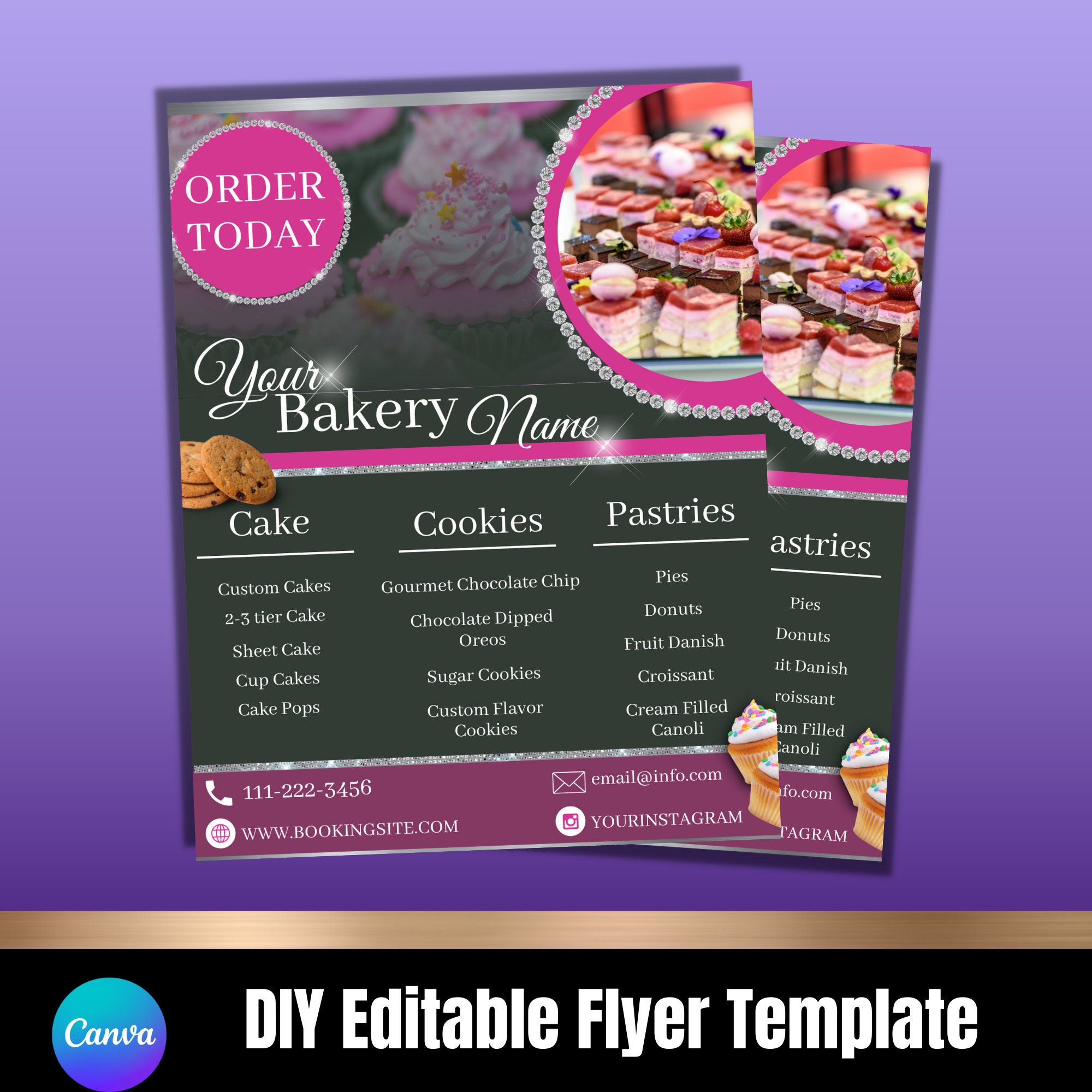 Editable Bakery Flyer Template, DIY Cake Shop Menu (digital Download ...