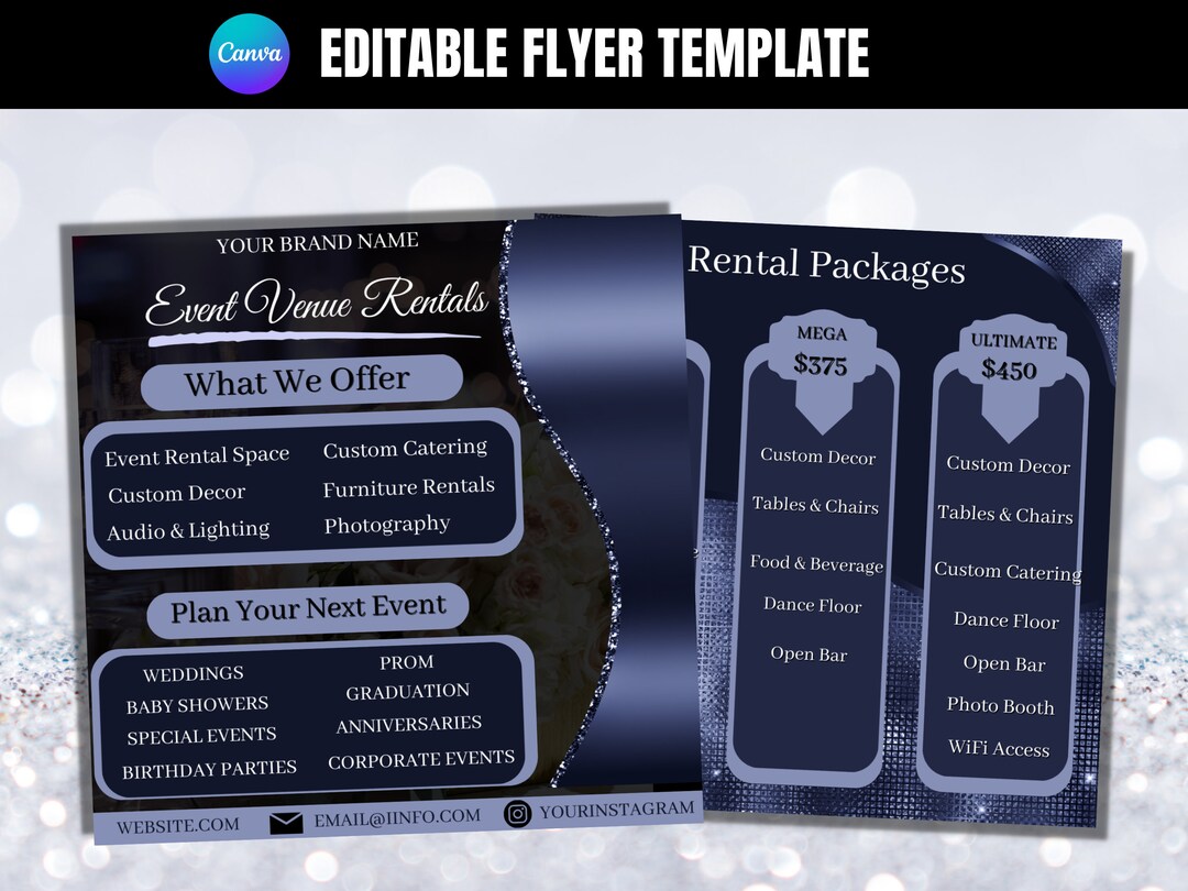Event Venue Rental Flyer: DIY Canva Template (social Media) - Etsy