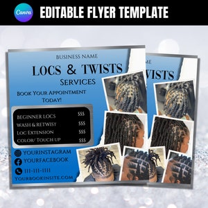 Folheto Loctitian, Folheto Loc e Retwist, Folheto Cabeleireiro, Folheto Dread locs, Folheto Retwist, Folheto DIY Loc, Modelo de Folheto Canva
