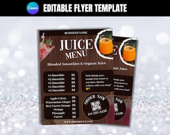 Juice & Smoothie Menu Template: Editable Beverage Price List (Digital Download)