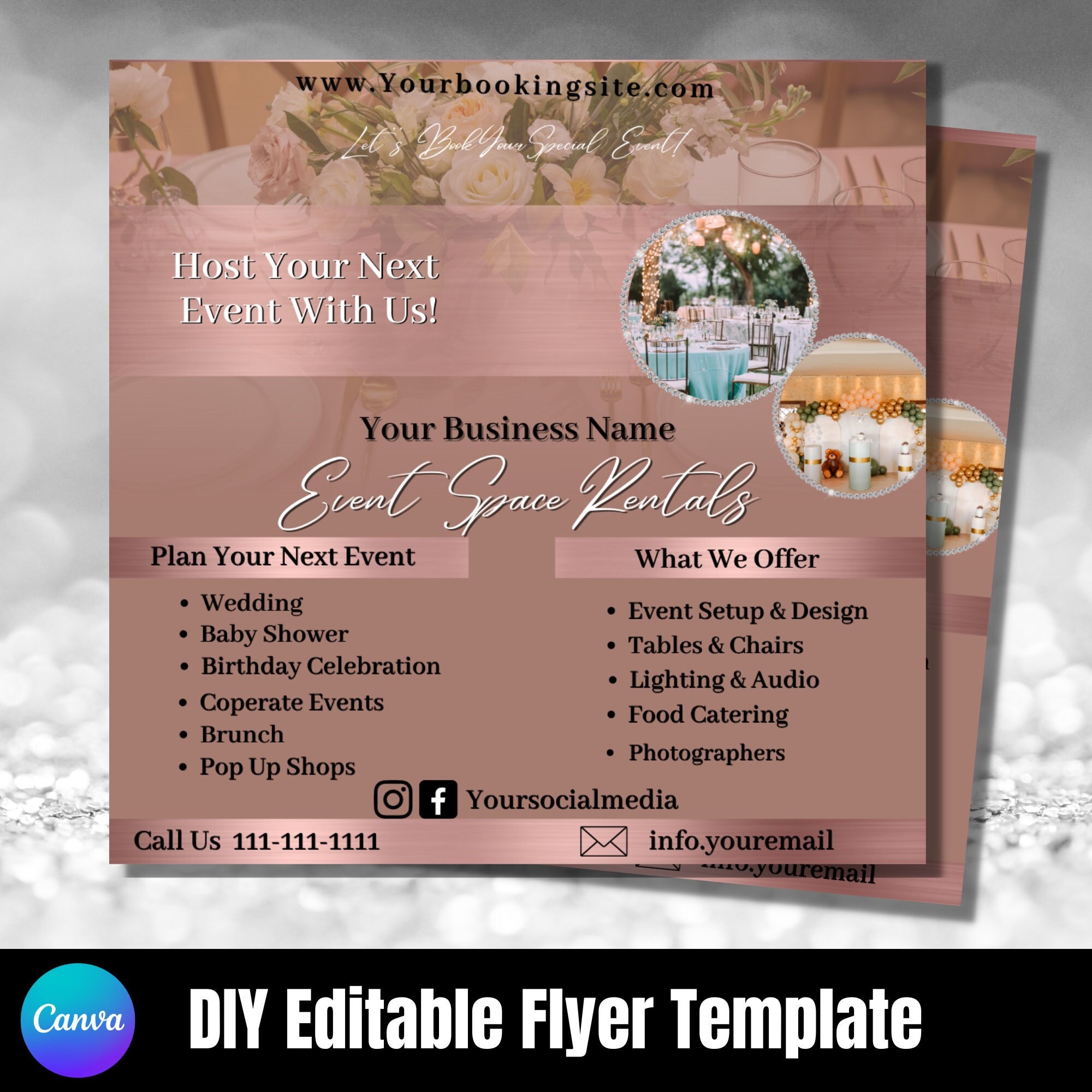 Event Rental Space Flyer Party Rental Flyer Event Rental Etsy