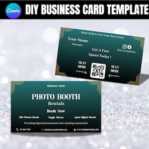 Photo Booth Visitenkarte Vorlage, 360 Booth Card Template, Magic Spiegel Stand Verleih Werbung, DIY Visitenkarte