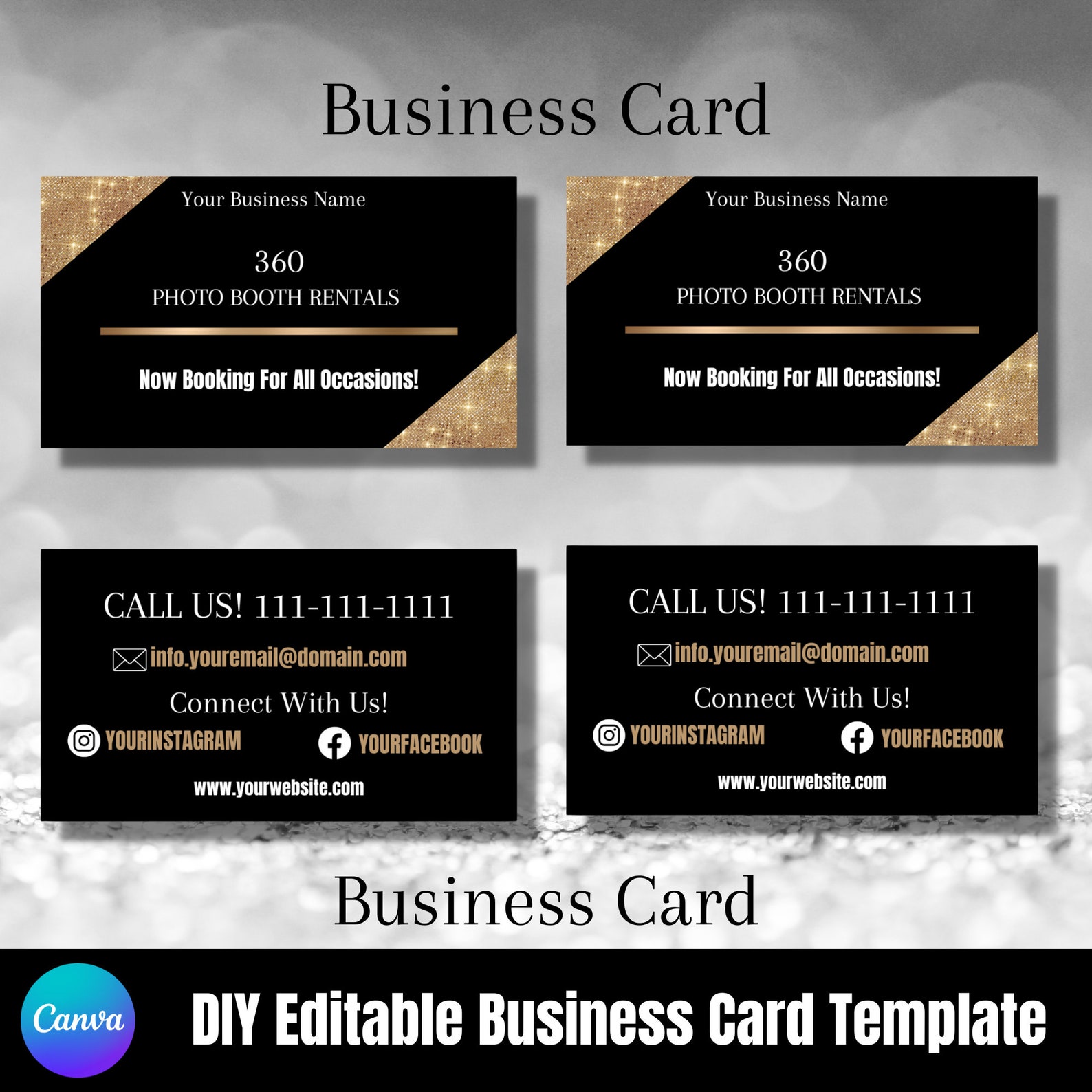 360 Photo Booth Business Card Template, Business Cards, Photo Booth