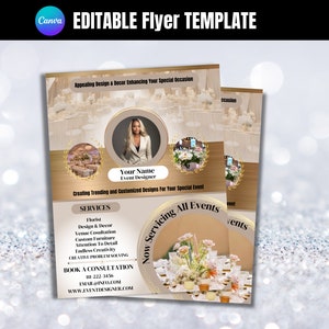 Event Designer Flyer Template, Event Florist Flyer, Design and Decor Planner Template, Party Decorator Advertisement