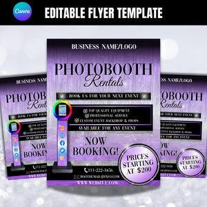 Modelo de folheto de aluguel de cabine fotográfica, aluguel de eventos, folheto de negócios de aluguel de cabine fotográfica para iPad, modelo de cabine fotográfica faça você mesmo