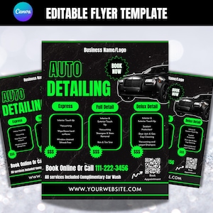 Auto Detailing Flyer Vorlage, Autowasch Geschäft, Auto Detailing Werbung