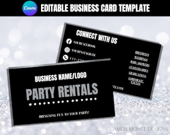 Party Rentals Business Card Template: DIY Event Planner Design (Canva)