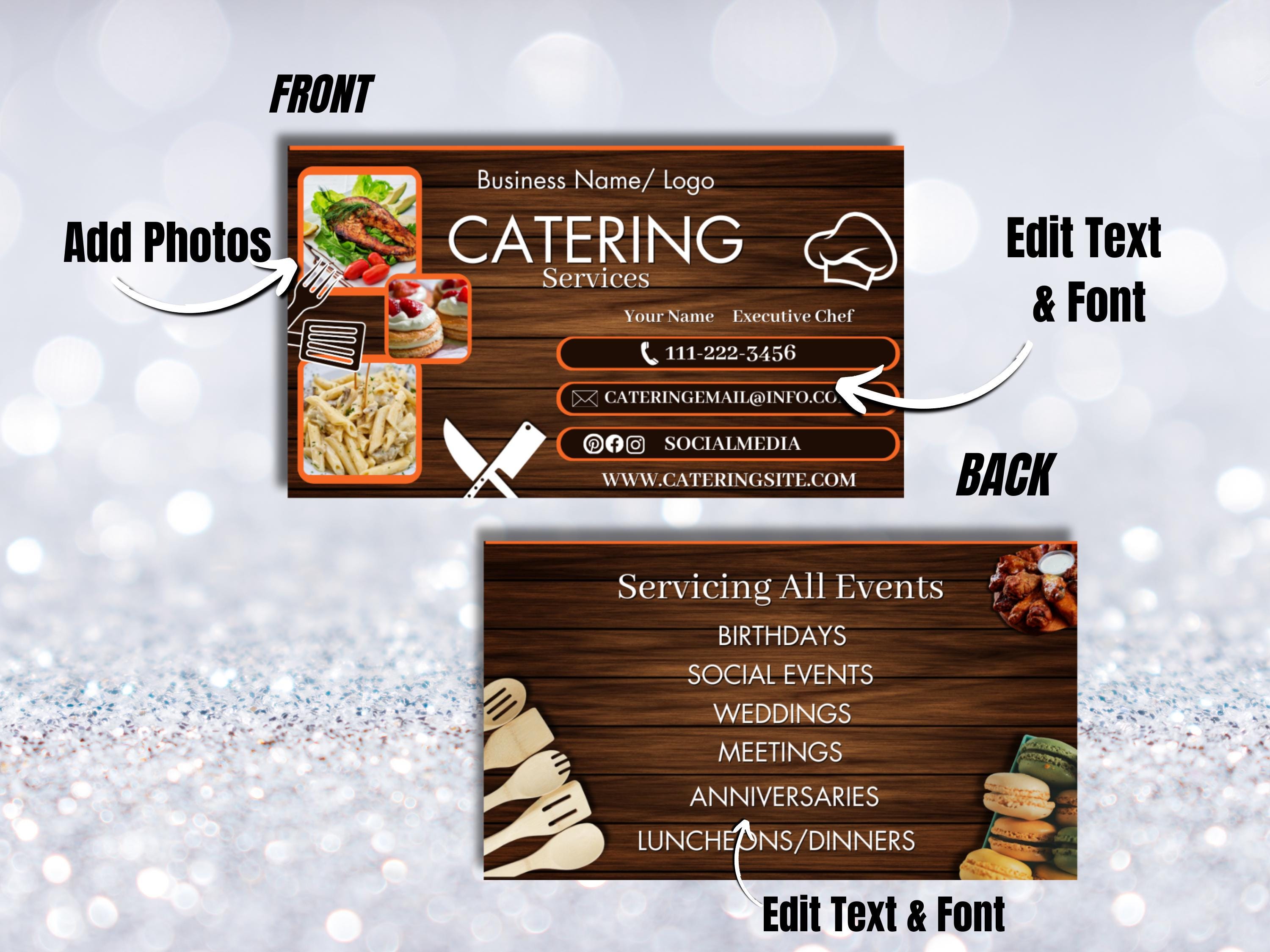 Catering Business Card Template: DIY Food Service Design (digital ...