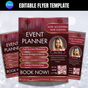 Event Planner Flyer Template, Event Coordinator Advertisement, Venue Decorator Flyer, Party Planner