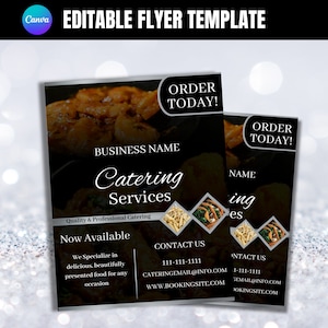 Modelo de folheto de catering, anúncio de negócios de catering, modelo de serviço de alimentação, folheto de negócios de alimentação editável