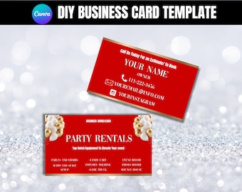 Party Rental Business Card Template: DIY Canva Design (Digital Download)