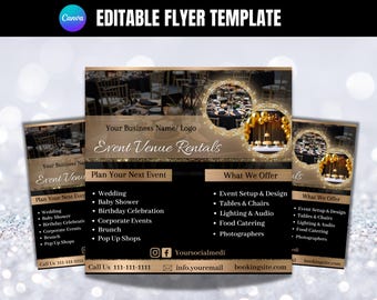Event Venue Flyer Template: Editable Party Rental Ad (Digital Download)