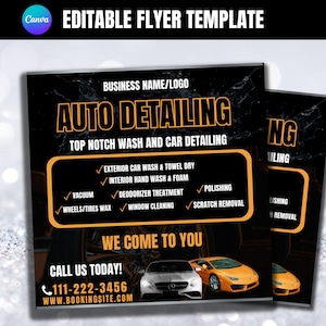 Auto Detaillierung Flyer, Car Wash Flyer, Auto Detaillierung, Werbung für Automobile Dienstleistungen, DIY Flyer Vorlage, Flyer für Automobile, Auto Dienstleistungen