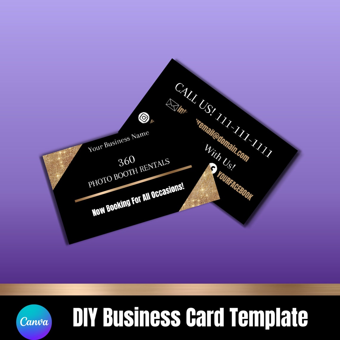 360 Photo Booth Business Card Template, Business Cards, Photo Booth