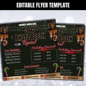 360 Photo Booth Flyer, 360 Photo Booth Holiday Flyer, Holiday Event Flyer, 360 Photo Booth Rentals, 360 PhotoBooth Christmas Specials Flyer