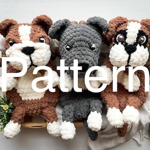 Englische Bulldogge, Pitbull, Boxer Lovey Pattern, gehäkelter Hund, englische Bulldogge Amigurumi, Pitbull Amigurumi, Boxer Amigurumi, Häkelhund