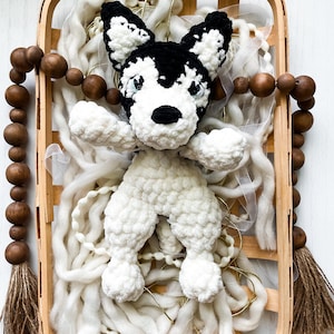 CUSTOM Crochet husky lovey, husky lover gift, dog baby gift, huksy plush, cute dog gift, dog baby shower gift, crochet husky puppy
