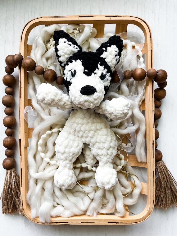 CUSTOM Crochet husky lovey, husky lover gift, dog baby gift, huksy plush, cute dog gift, dog baby shower gift, crochet husky puppy