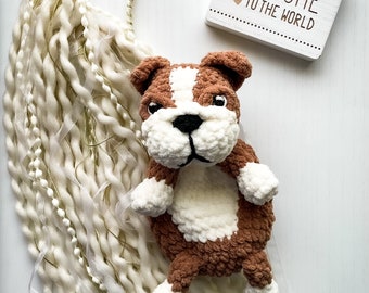 English Bulldog  crochet CUSTOM lovey, bulldog amigurumi, newborn baby gifts, English bulldog plush, puppy gift for baby, cute kid gift,