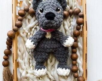 Crocheted Pit Bull American Bulldog Mini Lovey, Cuddle Pup Toy, Baby Gift