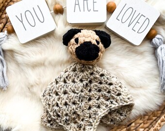 Crochet Mastiff lovey, crochet pug lovey, mastiff baby gift, Crochet Puppy Lovey, Handmade Puppy Security Toy, pug lover baby gift