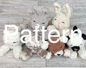 The Scrappy Kitten, Puppy, and Bunny PATTERN, amigurumi kitten, amigurumi dog, amigurumi bunny, crochet tiny animal, quick crochet pattern