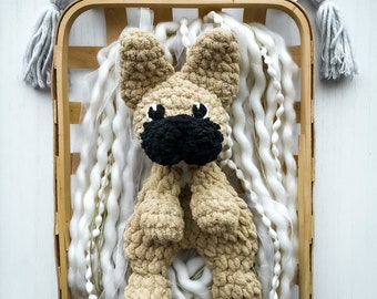 French Bulldog CUSTOM lovey,  crochet dog, french bulldog amigurumi, french bulldog baby gifts, cute baby gift, rainbow bridge gift