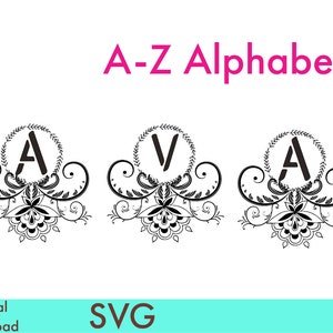26 Floral Capital Alphabet Svg, arquivo de corte de letras florais, arquivo de corte de alfabeto para silhueta Cricut, corte fácil, download instantâneo