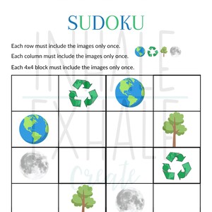 Earth Day Kids Sudoku and Maze Printable Pdfs - Etsy