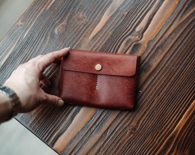 Full Grain Pueblo Leather Passport Wallet, Secure Travel Card Organizer