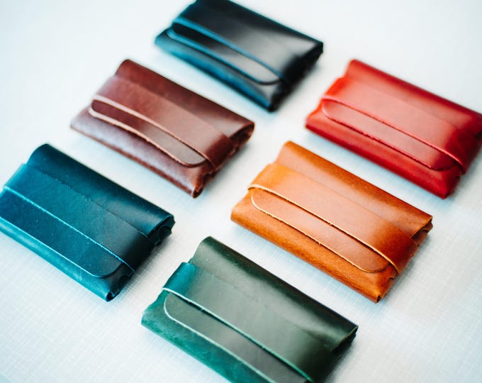 Glossy Double Color Leather Wallet – Handmade Minimalist Card Holder