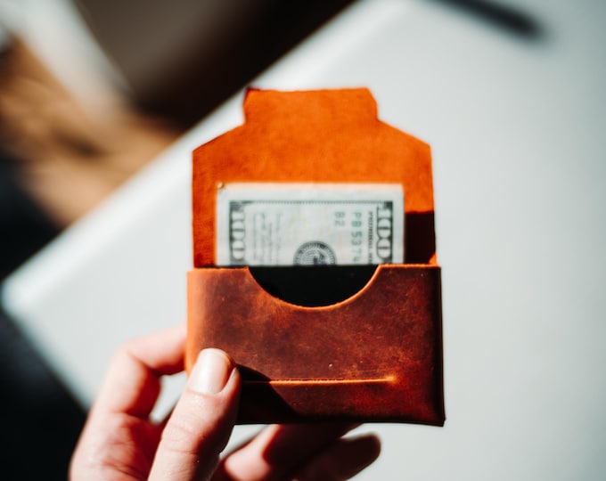 Slim Leather Card Holder – Minimalist Handmade Wallet, Compact Everyday Gift