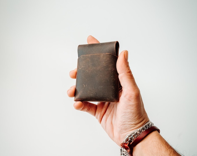 Minimalist EDC Leather Wallet – Stitchless Slim Cash Holder, Gift for Him & Her