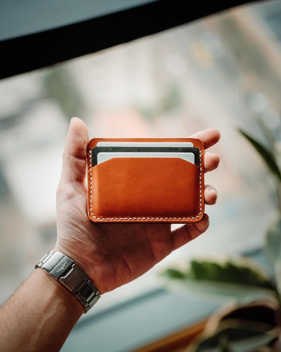 Fully Customizable Handmade Leather Card Holder, Slim Front Pocket Wallet, Slim Card Holder, Ultra Thin Wallet, Everyday Carry Wallet