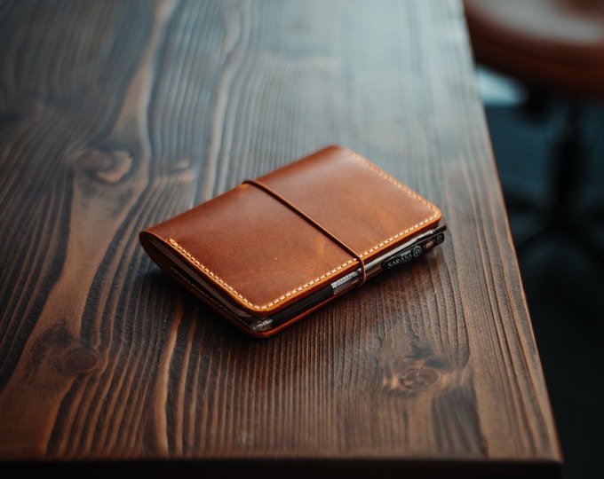 Leather Passport Holder, Handmade Full Grain Travel Wallet, Field Notes Notebook Cover