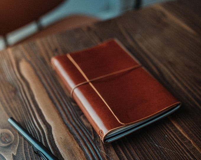 Full Grain Leather Notebook Cover, Handmade Buttero A5 Journal Sleeve