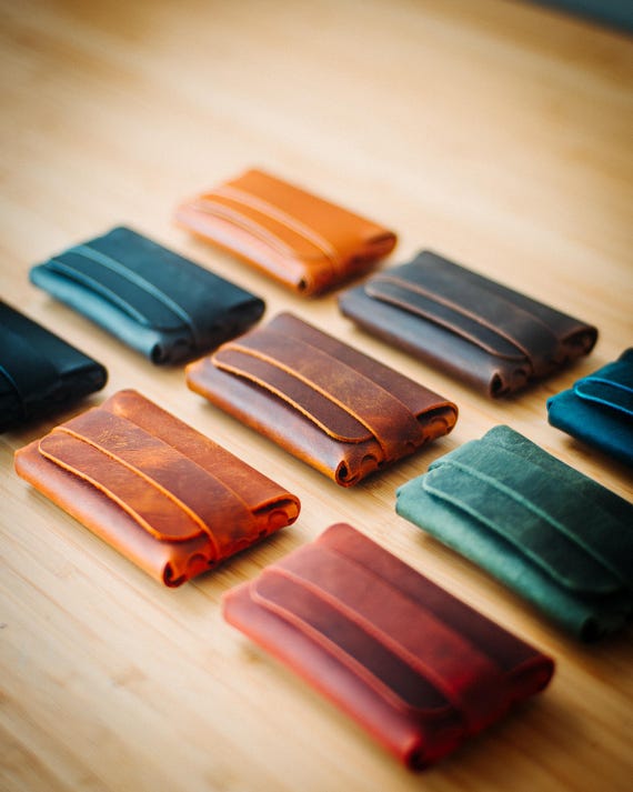 Beautiful Minimal Leather Wallet, Handmade Custom Leather Wallet, Soft Leather Card Holder, Lightweight Wallet, Colorful Leather Wallet