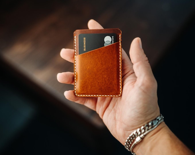 Minimalist Leather Front Pocket Wallet – Handmade Slim Card Holder, Everyday Carry