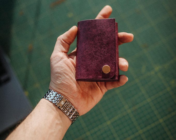 Full Grain Pueblo Leather Cash Wallet, Slim Minimalist Card Holder