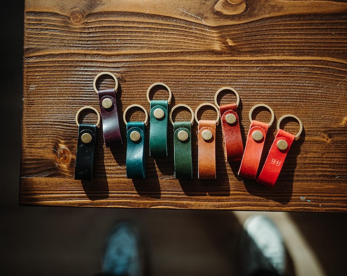 Handmade Leather Keychain - Full Grain Glossy Leather