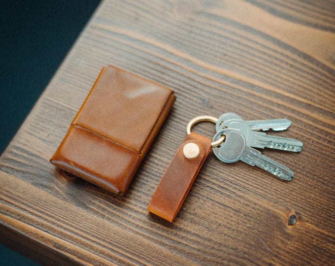 Personalized Leather Keychain: Handmade Snap Closure Keyring